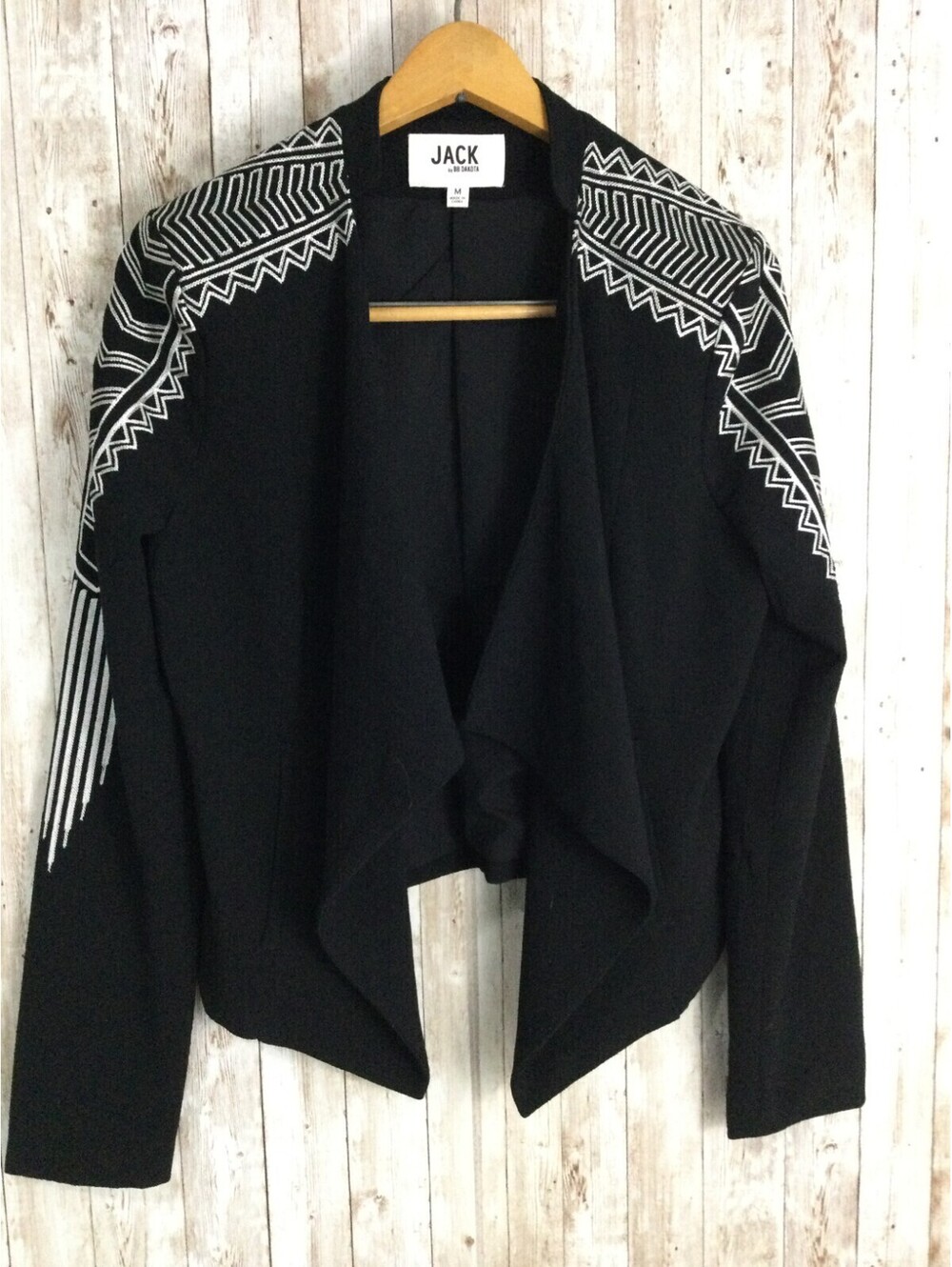 Jack by BB Dakota Black White Western Contemporary Jacket Blazer Sz M Open Front